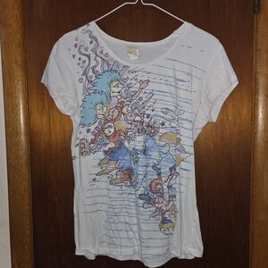 Mighty Fine White Short Sleeve Tee with Colorful Cartoon Graphic